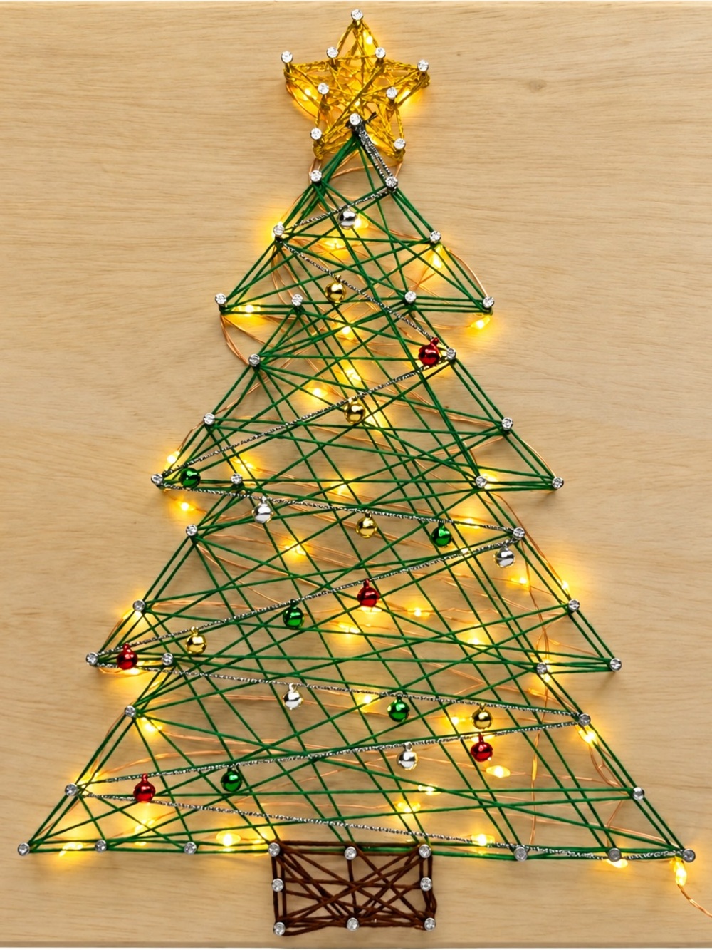 DIY String Art Christmas Tree Making Kit with White Fairy Lights